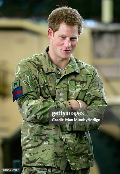 Prince Harry visits RAF Honington to to meet Service personnel and their families on February 10, 2012 in Suffolk, United Kingdom.