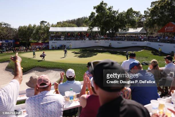 Robert Streb of the United States reacts on the 12th green during the final round of the Valspar Championship on the Copperhead Course at Innisbrook...