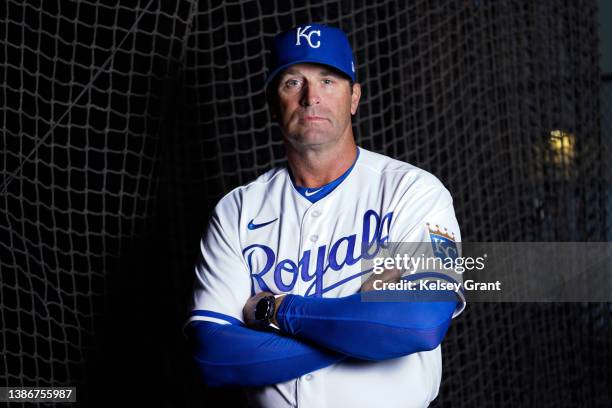 Mike Matheny of the Kansas City Royals poses during Photo Day at Surprise Stadium on March 20, 2022 in Surprise, Arizona.