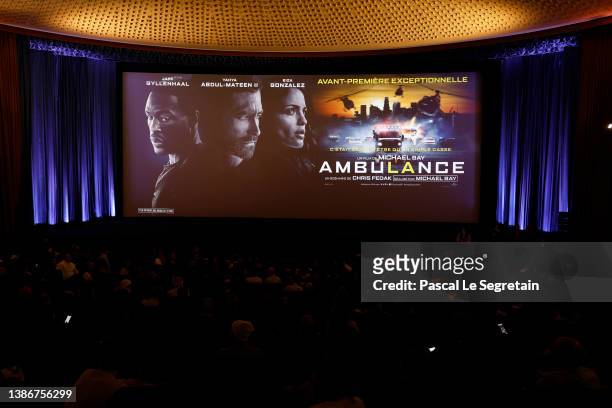 View of the Paris premiere Of "AMBULANCE" presented by Universal Pictures at Cinema UGC Normandie on March 20, 2022 in Paris, France.