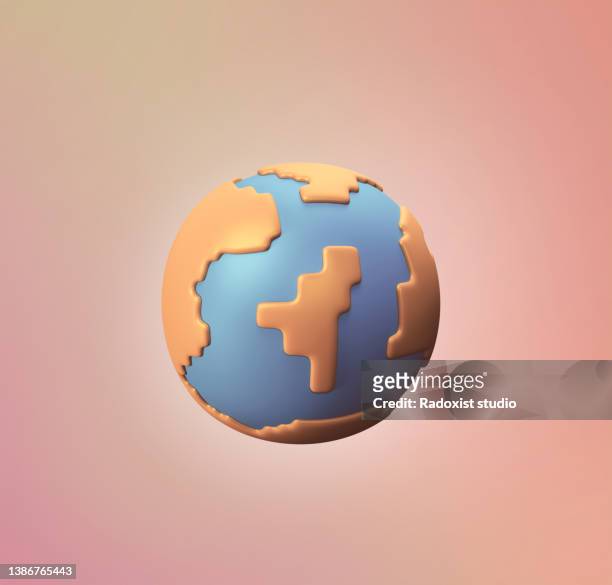 stylized 3d icon object - globe - earth cartoon stock pictures, royalty-free photos & images