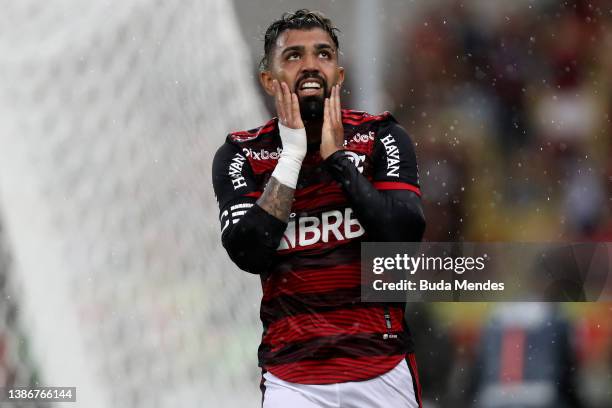 Gabriel Barbosa of Flamengo reacts during the Campeonato Carioca 2022 Semi Final 2nd Leg match between Vasco da Gama and Flamengo at Maracana Stadium...