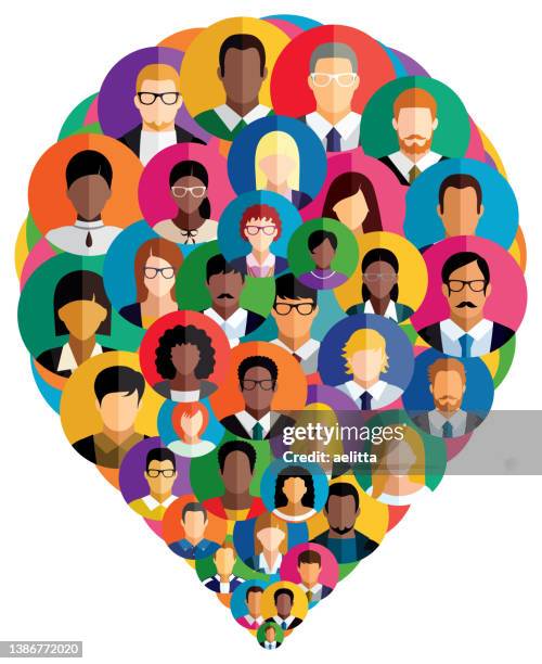 ilustrações de stock, clip art, desenhos animados e ícones de vector illustration of an abstract scheme, which contains people icons. - rede social