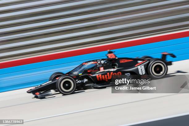 Jack Harvey, driver of the Hy-Vee Honda, drives during the NTT IndyCar Series XPEL 375 at Texas Motor Speedway on March 20, 2022 in Fort Worth, Texas.