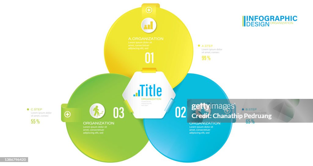 Presentation Vector infographic template with 3 steps stock illustration Infographic, List, Icons, Circle