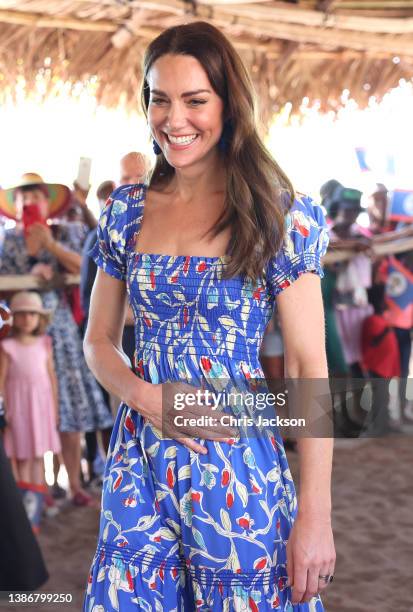 Catherine, Duchess of Cambridge during a traditional Garifuna festival on the second day of a Platinum Jubilee Royal Tour of the Caribbean on March...