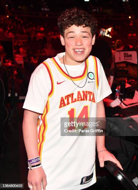 Actor Julian Lerner attends the game between the New Orleans Pelicans and the Atlanta Hawks at State Farm Arena on March 20, 2022 in Atlanta, Georgia.