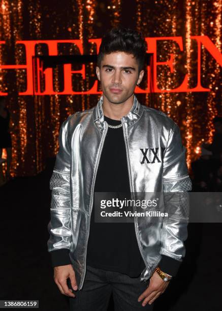 Max Ehrich attends Los Angeles Fashion Week Powered By Art Hearts Fashion Fall/Winter 2022 on March 20, 2022 in Los Angeles, California.