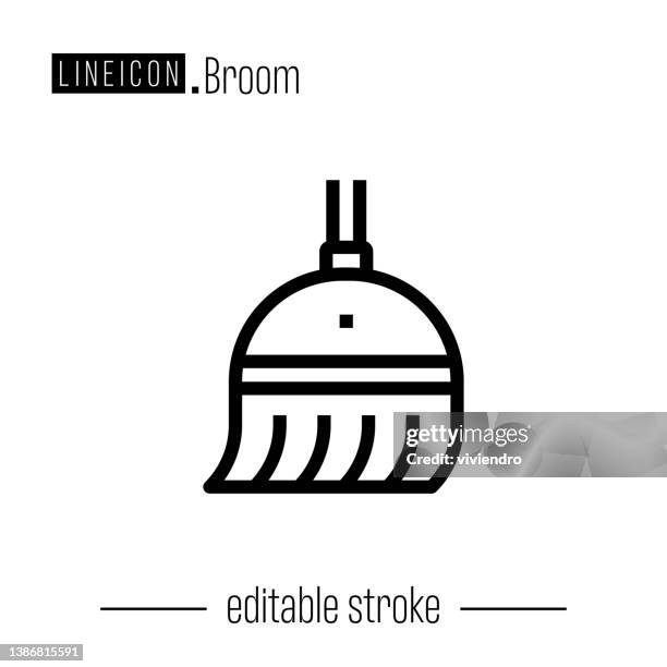 broom line icon - broom stock illustrations