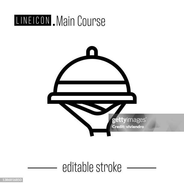 ilustraciones, imágenes clip art, dibujos animados e iconos de stock de icono de la línea food service - plato principal