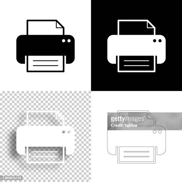 ilustrações de stock, clip art, desenhos animados e ícones de printer. icon for design. blank, white and black backgrounds - line icon - impressora de computador