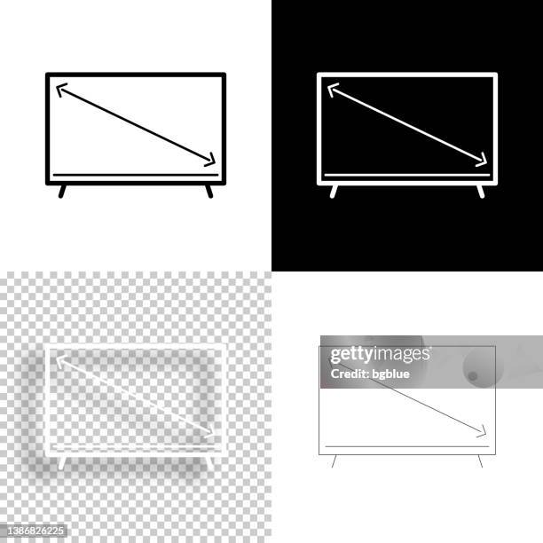 tv screen size. icon for design. blank, white and black backgrounds - line icon - large screen stock illustrations