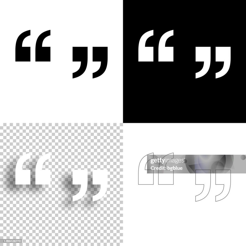 Quotation marks. Icon for design. Blank, white and black backgrounds - Line icon