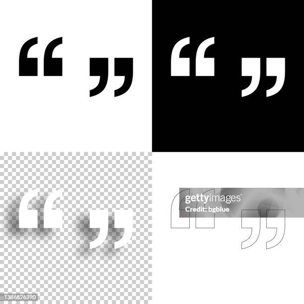 quotation marks. icon for design. blank, white and black backgrounds - line icon - two objects stock illustrations