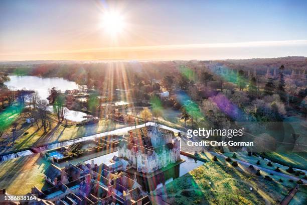 An aerial view of Hever Castle on March 17,2022 in Hever,England.
