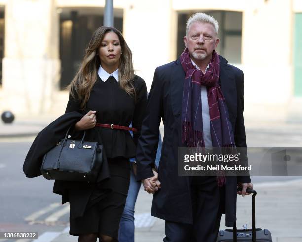 Boris Becker seen arriving at Southwark Crown Court charged with bankruptcy offences at Southwark Crown Court on March 21, 2022 in London, England.