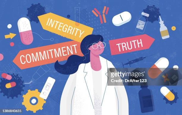 commitment integrity truth medical supplies concept - biomedical illustration stock illustrations