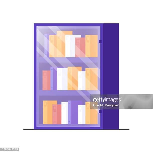 bookshelf concept vector illustration - bookcase stock illustrations