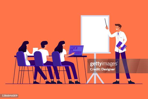 classroom concept vector illustration - high school class stock illustrations