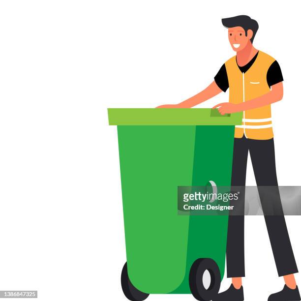 garbage man concept vector illustration - rubbish lorry stock illustrations