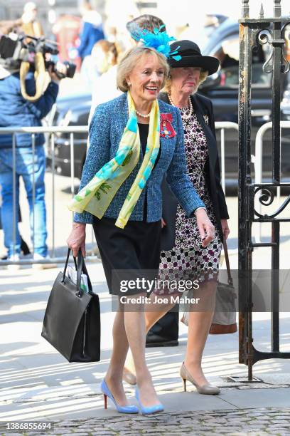 Dame Esther Rantzen arrives at Westminster Abbey for a Thanksgiving Service In Memory of Dame Vera Lynn on March 21, 2022 in London, England.