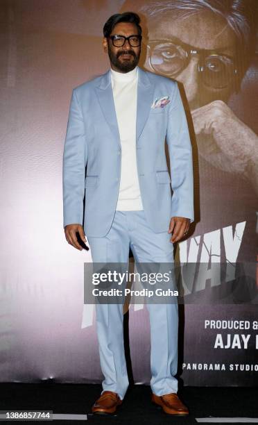 Ajay Devgn attends the trailer launch 'Runway 34' on March 21, 2022 in Mumbai, India