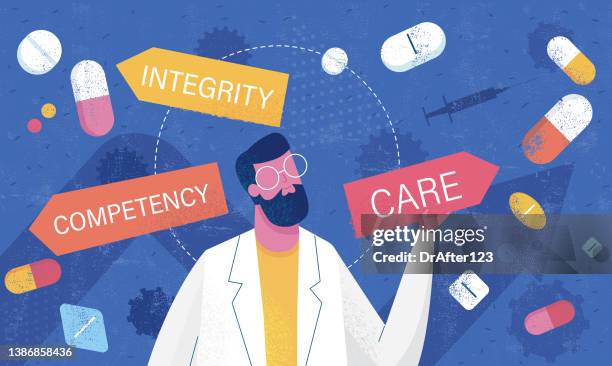 professional code of ethics for pharmacist - ethical treatment stock illustrations