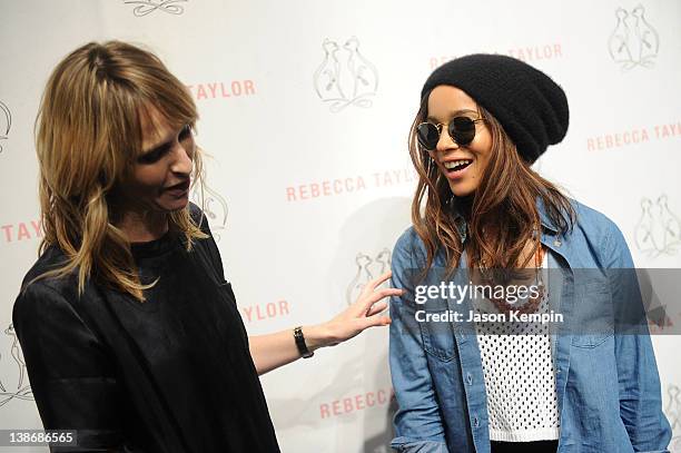 Designer Rebecca Taylor and actress Zoe Kravitz pose backstage at the Rebecca Taylor Fall 2012 fashion show during Mercedes-Benz Fashion Week at The...
