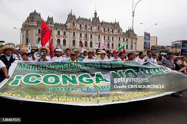 Thousands of activists, sympathizers, both Peruvian and foreign, participate in the final stages of the so called “National March for Water” before...