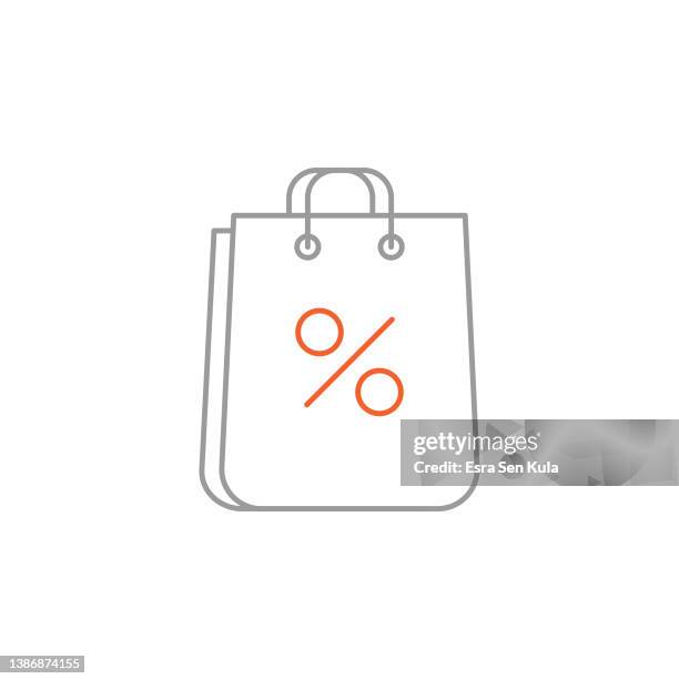 discount season two farbliniensymbol mit bearbeitbarer kontur - reusable shopping bag drawing stock-grafiken, -clipart, -cartoons und -symbole