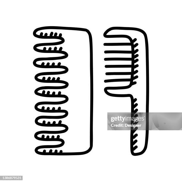 hair comb hand drawn icon, doodle style vector illustration - plastic comb stock illustrations