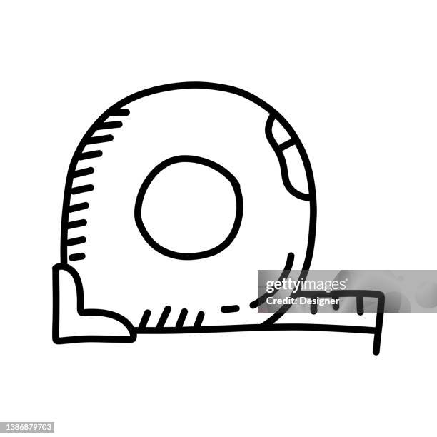 tape measure hand drawn icon, doodle style vector illustration - inch stock illustrations
