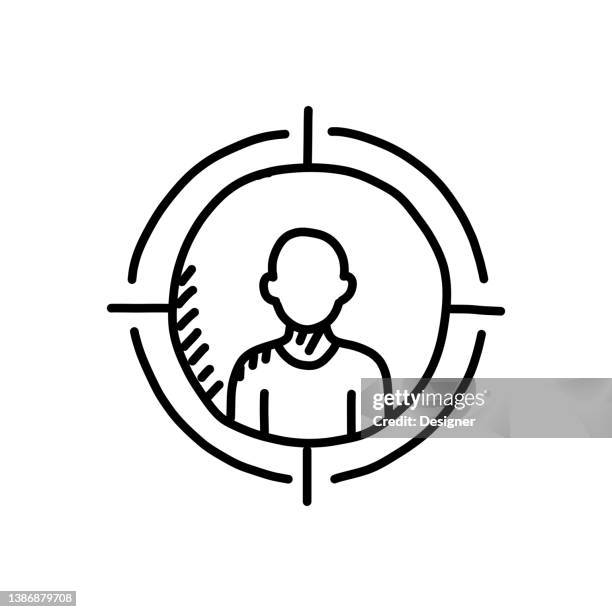 stockillustraties, clipart, cartoons en iconen met target audience hand drawn icon, doodle style vector illustration - doelgroep