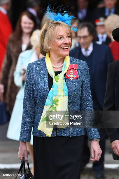 Dame Esther Rantzen arrives at Westminster Abbey for a Thanksgiving Service In Memory of Dame Vera Lynn on March 21, 2022 in London, England.