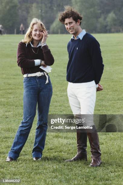 Jane Ward with Prince Charles at Smiths Lawn Polo Grounds, Windsor Great Park, July 1978.