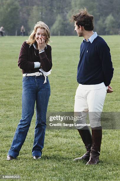 Jane Ward with Prince Charles at Smiths Lawn Polo Grounds, Windsor Great Park, July 1978.