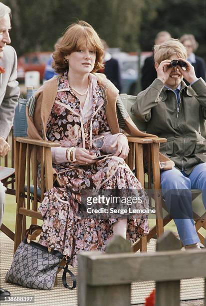 Sarah Spencer at a polo match, July 1977. She is the older sister of Diana, Princess of Wales.
