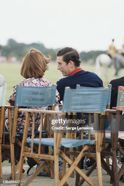 Sarah Spencer with her future brother-in-law, Prince Charles, at a polo match, July 1977. She is the older sister of Diana, the future Princess of...