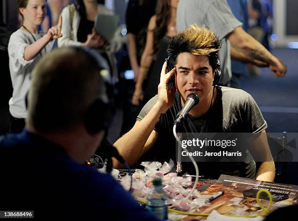 Recording Artist Adam Lambert backstage at the GRAMMYs Dial Global Radio Remotes during The 54th Annual GRAMMY Awards at Staples Center on February...