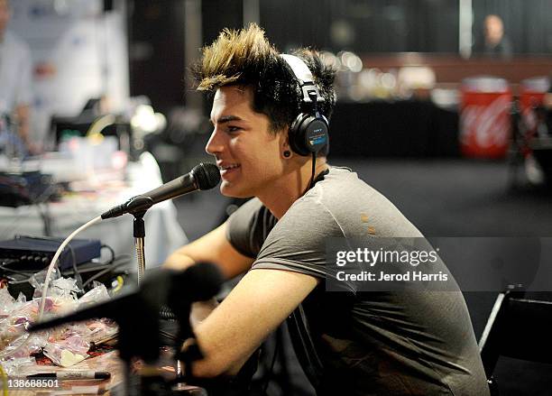 Recording Artist Adam Lambert backstage at the GRAMMYs Dial Global Radio Remotes during The 54th Annual GRAMMY Awards at Staples Center on February...