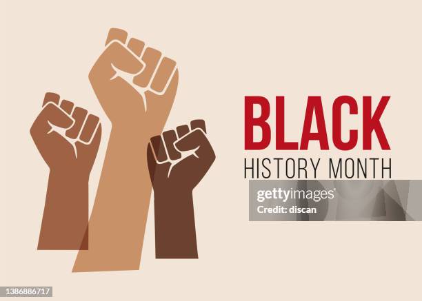 black history month design with fists closed. - social history 幅插畫檔、美工圖案、卡通及圖標