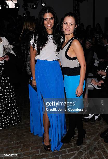 Model Camila Alves and actress Hannah Ware attend the Yigal Azrouel Fall 2012 fashion show during Mercedes-Benz Fashion Week at Highline Stages on...