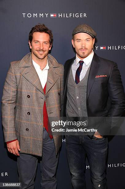 Actors Bradley Cooper and Kellen Lutz pose backstage at the Tommy Hilfiger Presents Fall 2012 Men's Collection show during Mercedes-Benz Fashion Week...