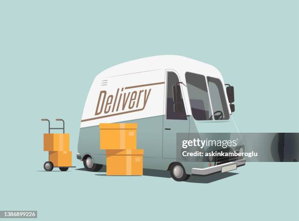 delivery mini van - people carrier stock illustrations