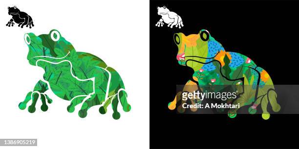 ilustraciones, imágenes clip art, dibujos animados e iconos de stock de icono de rana - zoo animals black and white clip art