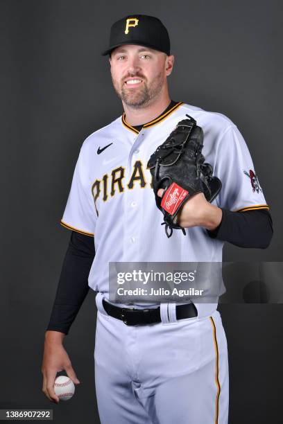 Heath Hembree of the Pittsburgh Pirates poses for a picture during the 2022 Photo Day at LECOM Park on March 16, 2022 in Bradenton, Florida.