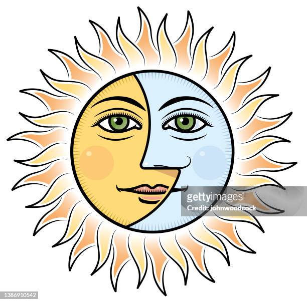 ilustrações, clipart, desenhos animados e ícones de ilustração do sol e da lua - eclipse solar