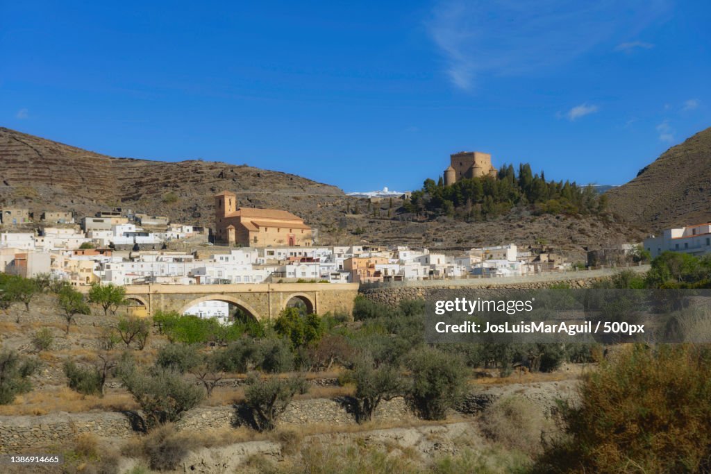 Gergal,Vista general,Scenic view of landscape against clear blue sky,Spain