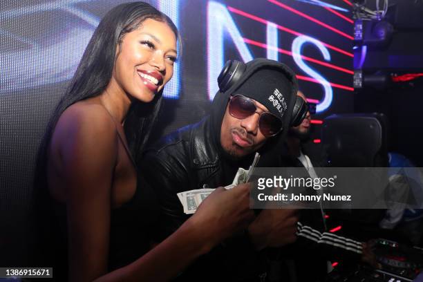 Jessica White and Nick Cannon attend Sins of Sapphire on March 19, 2022 in New York City.