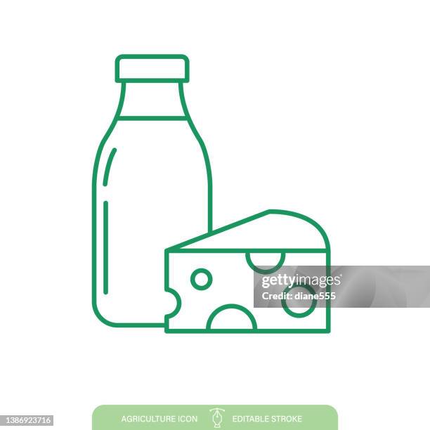 dairy agriculture line icon on a transparent background - black and white cheese stock illustrations